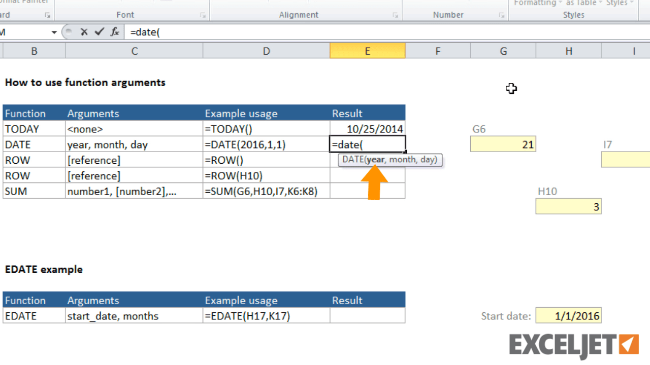 Excel tutorial How to use function arguments
